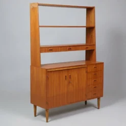Bibliothèque, secrétaire scandinave en teck, années 1960