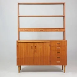 Bibliothèque, secrétaire scandinave en teck, années 1960