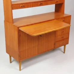 Bibliothèque, secrétaire scandinave en teck, années 1960