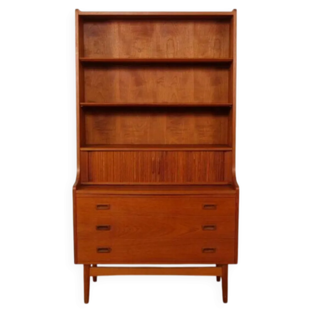 Bibliothèque, secrétaire vintage en teck Johannes Sorth