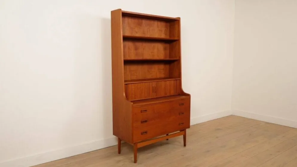 Bibliothèque, secrétaire vintage en teck Johannes Sorth