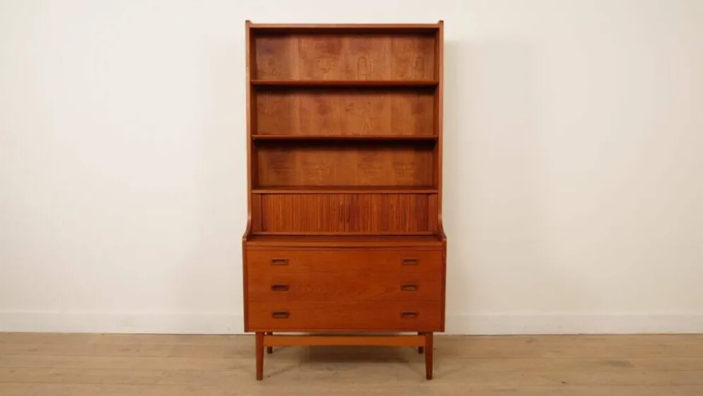 Bibliothèque, secrétaire vintage en teck Johannes Sorth
