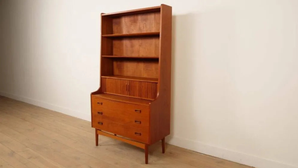 Bibliothèque, secrétaire vintage en teck Johannes Sorth