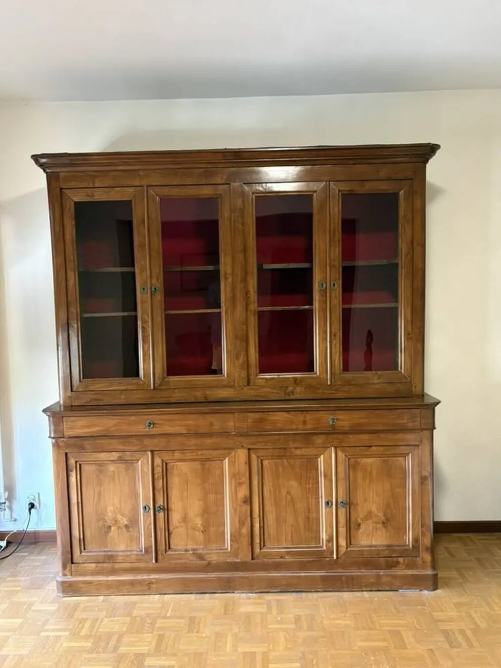 Bibliothèque sur buffet 2 corps, 4 portes