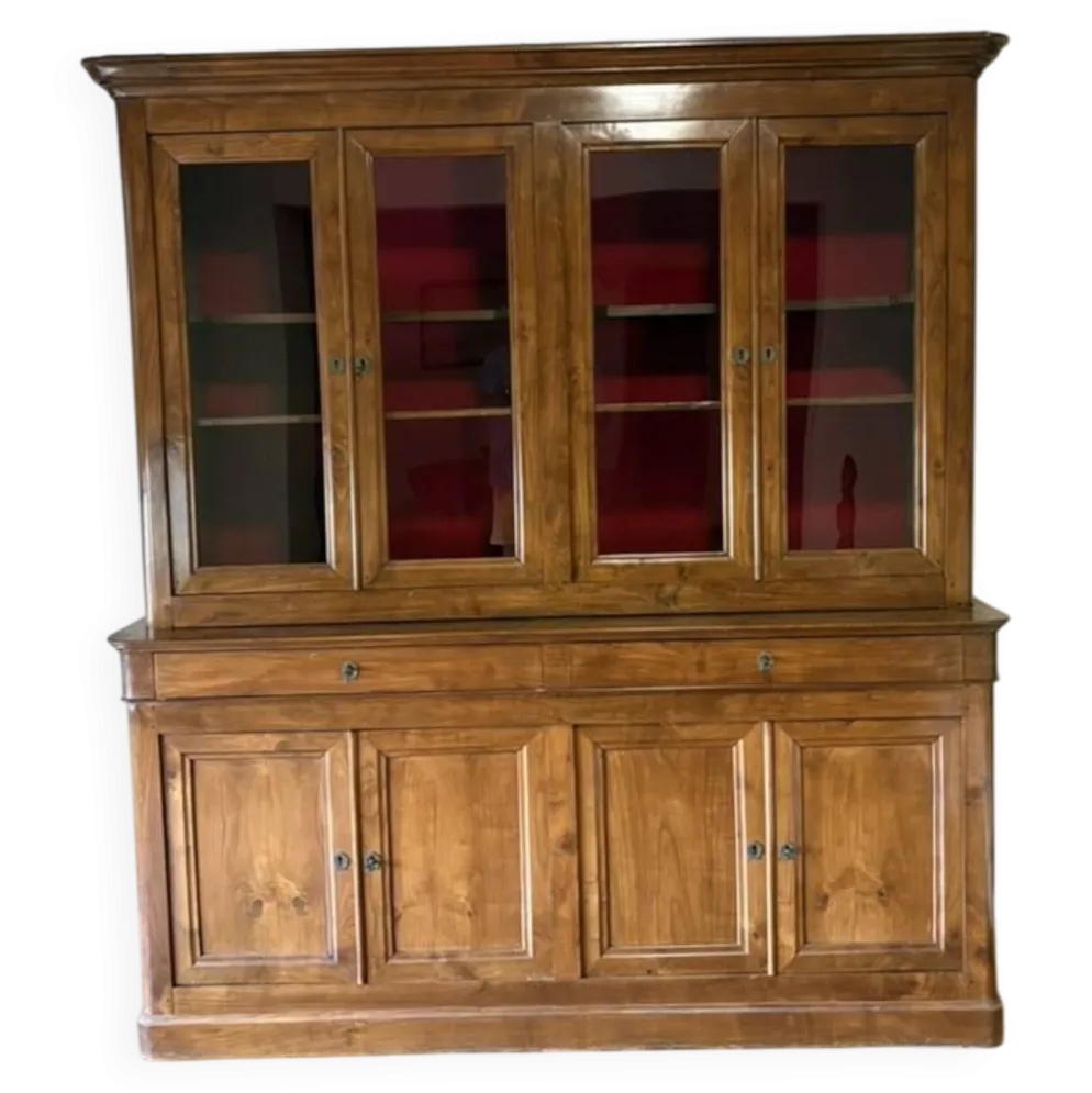 Bibliothèque sur buffet 2 corps, 4 portes