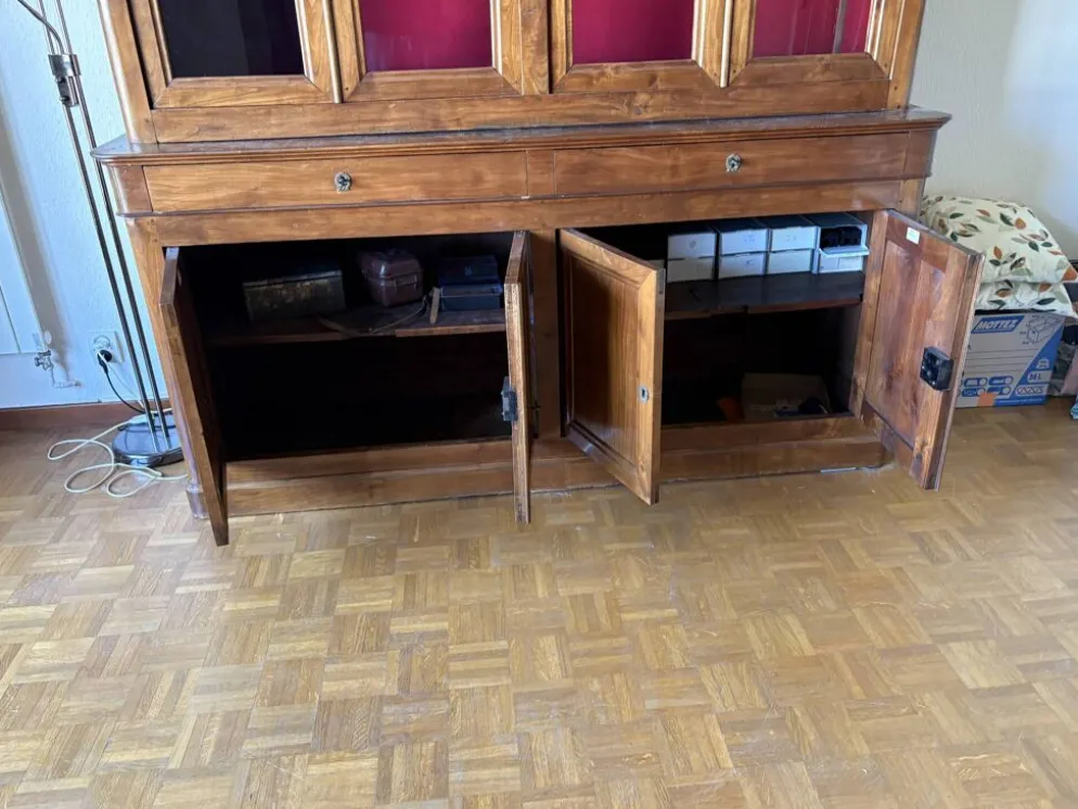 Bibliothèque sur buffet 2 corps, 4 portes