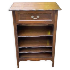 Bibliothèque étagère Bibus Louis XV en bois massif finition chêne foncé tir