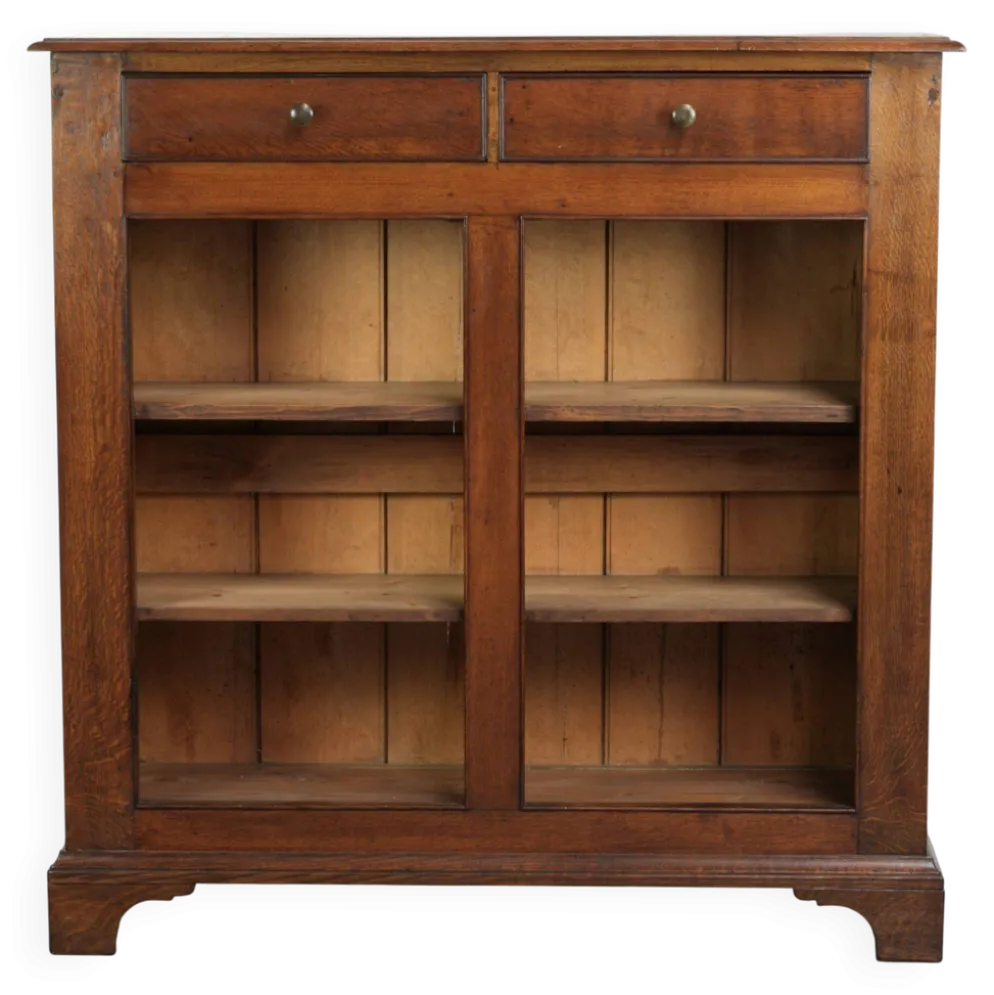 Bibliothèque / étagère en chêne anglais antique du milieu du 19e siècle