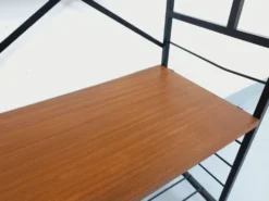 Bibliothèque étagère italienne vintage en teck et métal des années 60