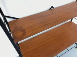 Bibliothèque étagère italienne vintage en teck et métal des années 60