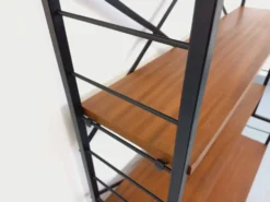 Bibliothèque étagère italienne vintage en teck et métal des années 60