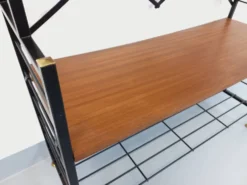 Bibliothèque étagère italienne vintage en teck et métal des années 60