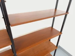 Bibliothèque étagère italienne triple modulable vintage en teck et métal