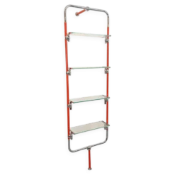 Bibliothèque étagère modulable style Bauhaus vintage en métal rouge, chrome