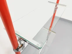 Bibliothèque étagère modulable style Bauhaus vintage en métal rouge, chrome