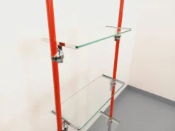 Bibliothèque étagère modulable style Bauhaus vintage en métal rouge, chrome