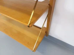 Bibliothèque étagère murale avec secrétaire bar vintage en bois clair
