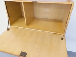 Bibliothèque étagère murale avec secrétaire bar vintage en bois clair
