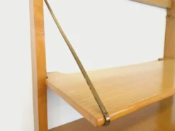 Bibliothèque étagère murale avec secrétaire bar vintage en bois clair