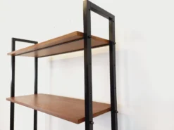 Bibliothèque étagère secrétaire modulable vintage en teck et métal
