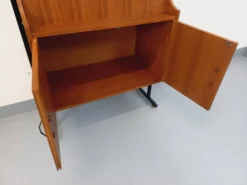 Bibliothèque étagère secrétaire modulable vintage en teck et métal