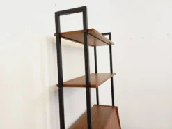 Bibliothèque étagère secrétaire modulable vintage en teck et métal