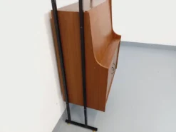 Bibliothèque étagère secrétaire modulable vintage en teck et métal