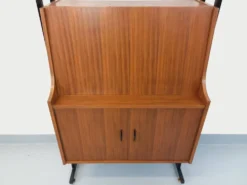 Bibliothèque étagère secrétaire modulable vintage en teck et métal