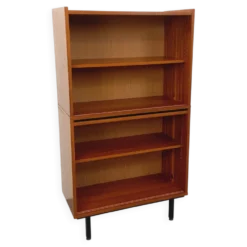 Bibliothèque étagère vintage en bois style teck des années 60