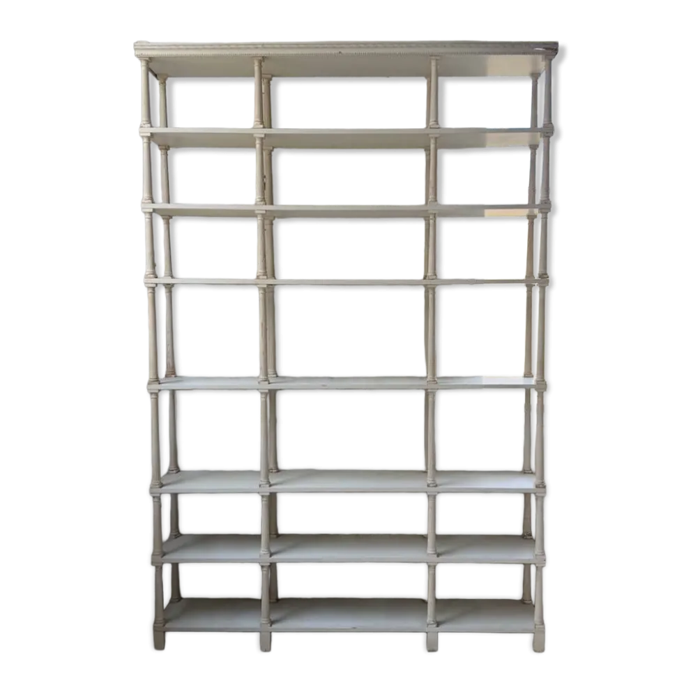 Bibliothèque, étagère XL Napoléon en bois patiné blanc