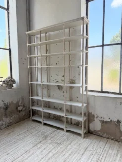 Bibliothèque, étagère XL Napoléon en bois patiné blanc