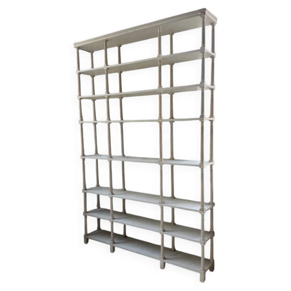 Bibliothèque, étagère XL Napoléon en bois patiné blanc