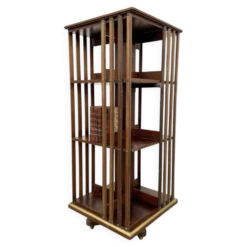Bibliothèque tournante acajou et laiton — G. Borgeaud, circa 1900