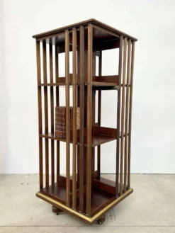 Bibliothèque tournante acajou et laiton — G. Borgeaud, circa 1900