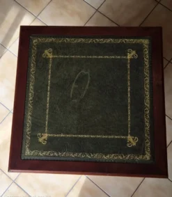 Bibliothèque tournante de style anglais - Plateau cuir vert doré