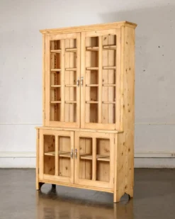 Bibliothèque/vaisselier en bois brut