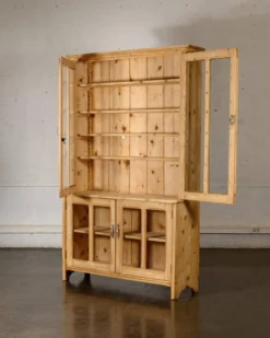 Bibliothèque/vaisselier en bois brut