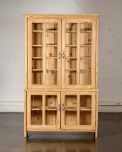 Bibliothèque/vaisselier en bois brut