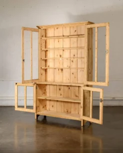 Bibliothèque/vaisselier en bois brut