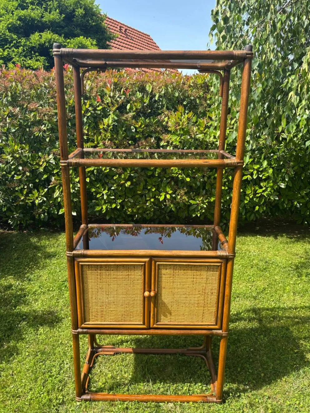 Bibliothèque vintage en rotin