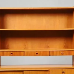 Bibliothèque vintage en teck avec secrétaire abattant, années 60