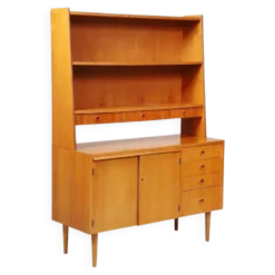 Bibliothèque vintage en teck avec secrétaire abattant, années 60