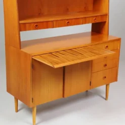 Bibliothèque vintage en teck avec secrétaire abattant, années 60