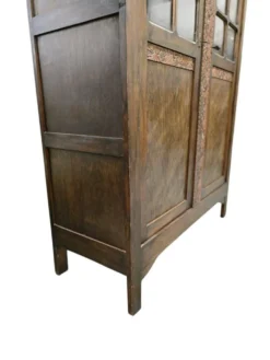 Bibliothèque vitrée vintage en bois foncé