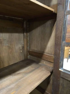 Bibliothèque vitrée vintage en bois foncé