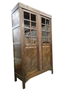 Bibliothèque vitrée vintage en bois foncé