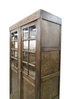 Bibliothèque vitrée vintage en bois foncé