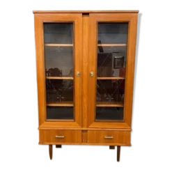 Bibliothèque / vitrine en bois vintage