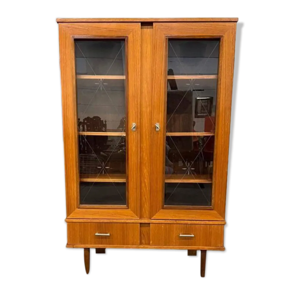 Bibliothèque / vitrine en bois vintage