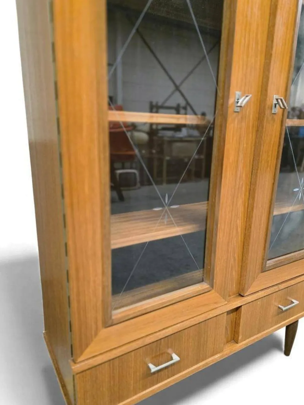 Bibliothèque / vitrine en bois vintage